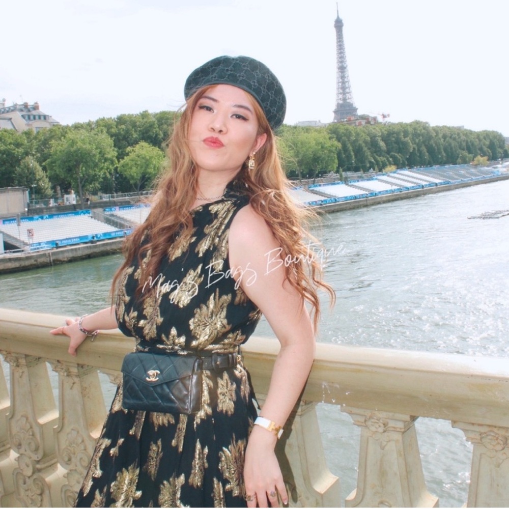 Gucci: GG Denim Beret (Black/ Grey)
